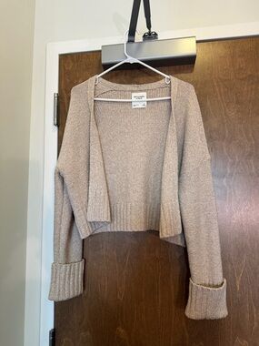 Abercrombie & Fitch Cropped Open-Front Cardigan - Taupe